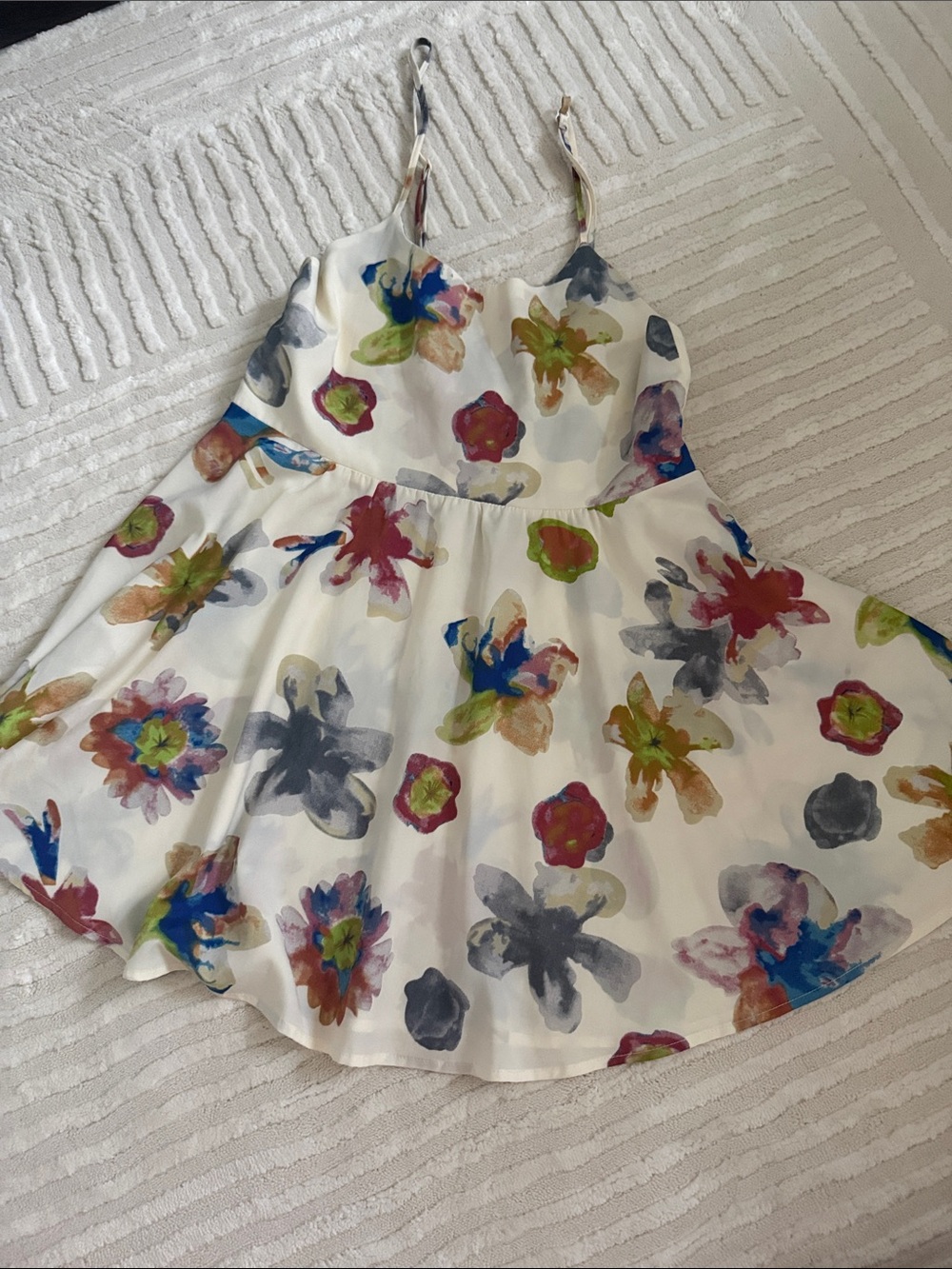 For Love And Lemons White Floral Print Spaghetti-Strap Dress